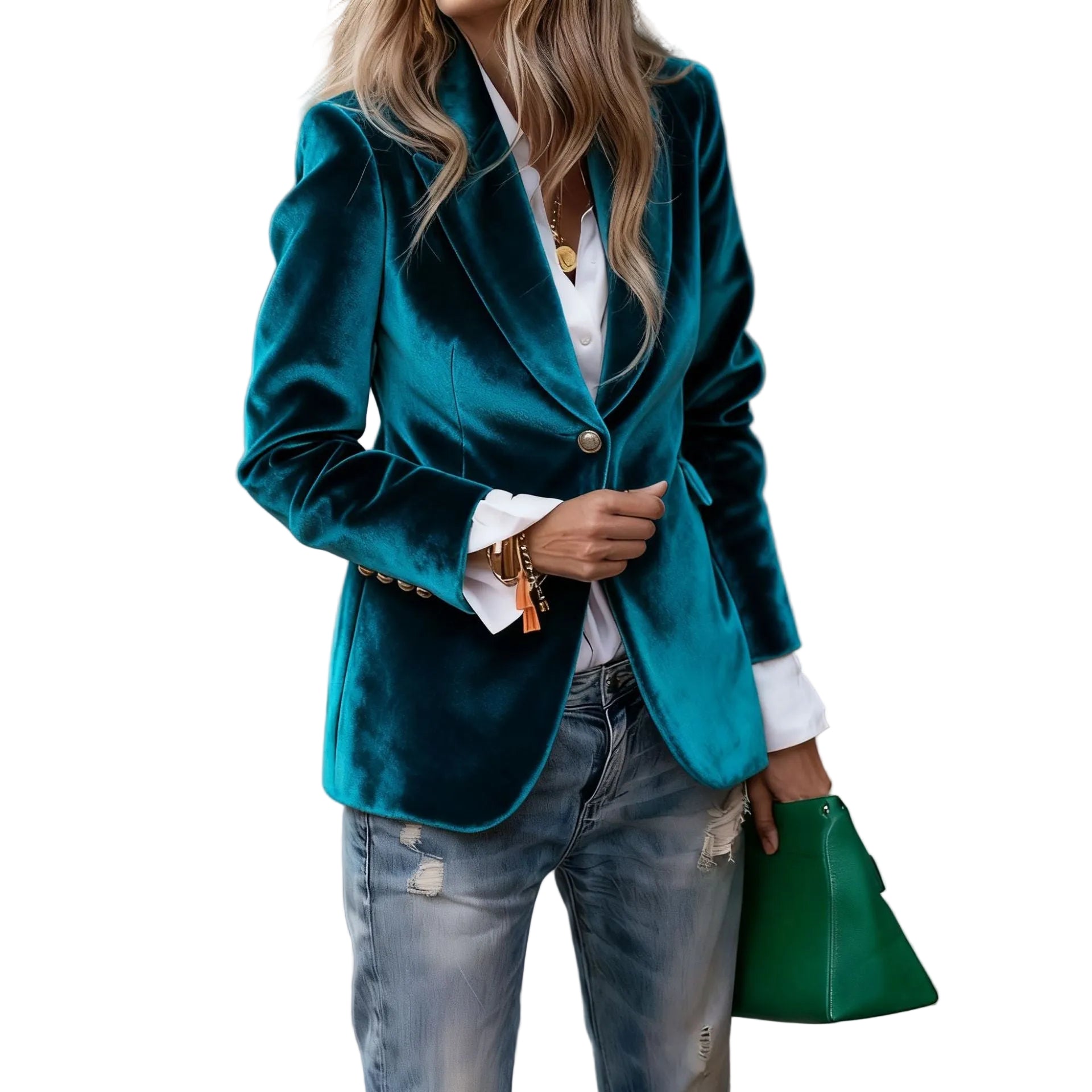 Elegancka Marynarka Aksamitna Damska – Taliowany Żakiet Premium
