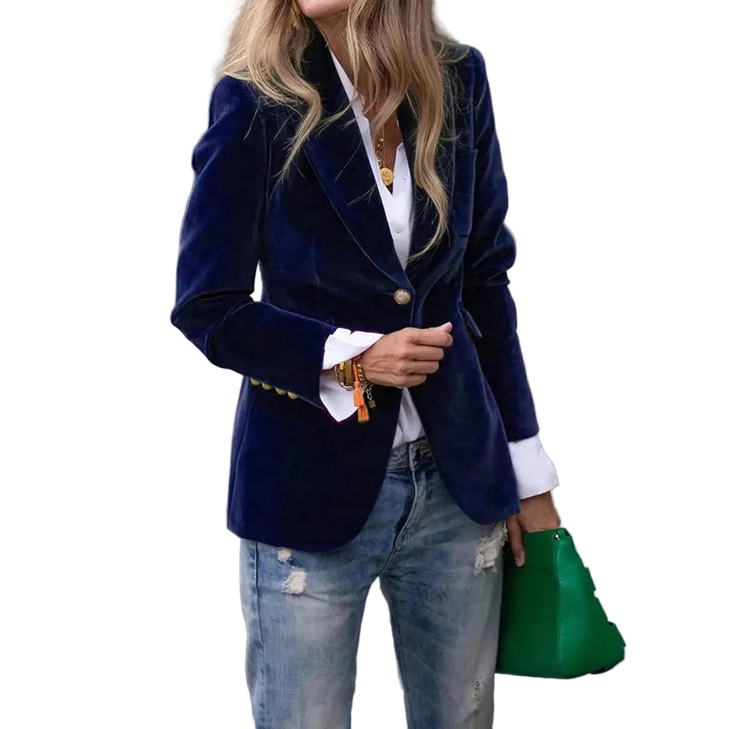 Elegancka Marynarka Aksamitna Damska – Taliowany Żakiet Premium