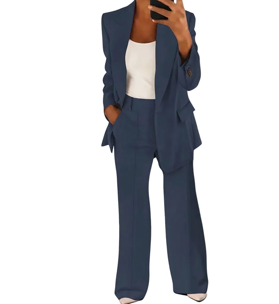 Komplet Elena – Elegancki Garnitur Damski z Blazerem i Szerokimi Spodniami