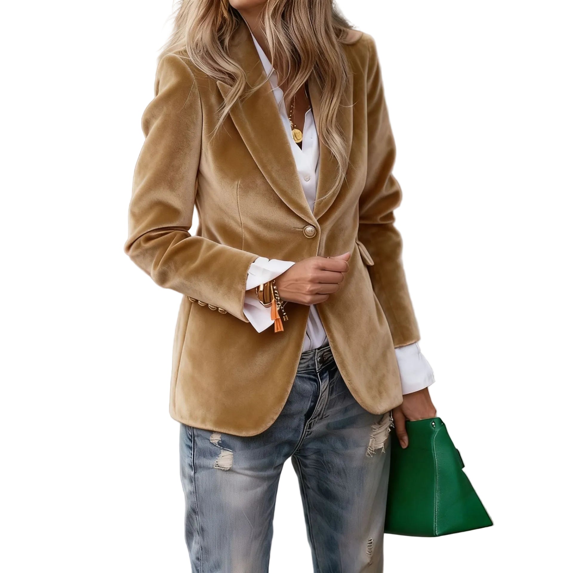 Elegancka Marynarka Aksamitna Damska – Taliowany Żakiet Premium