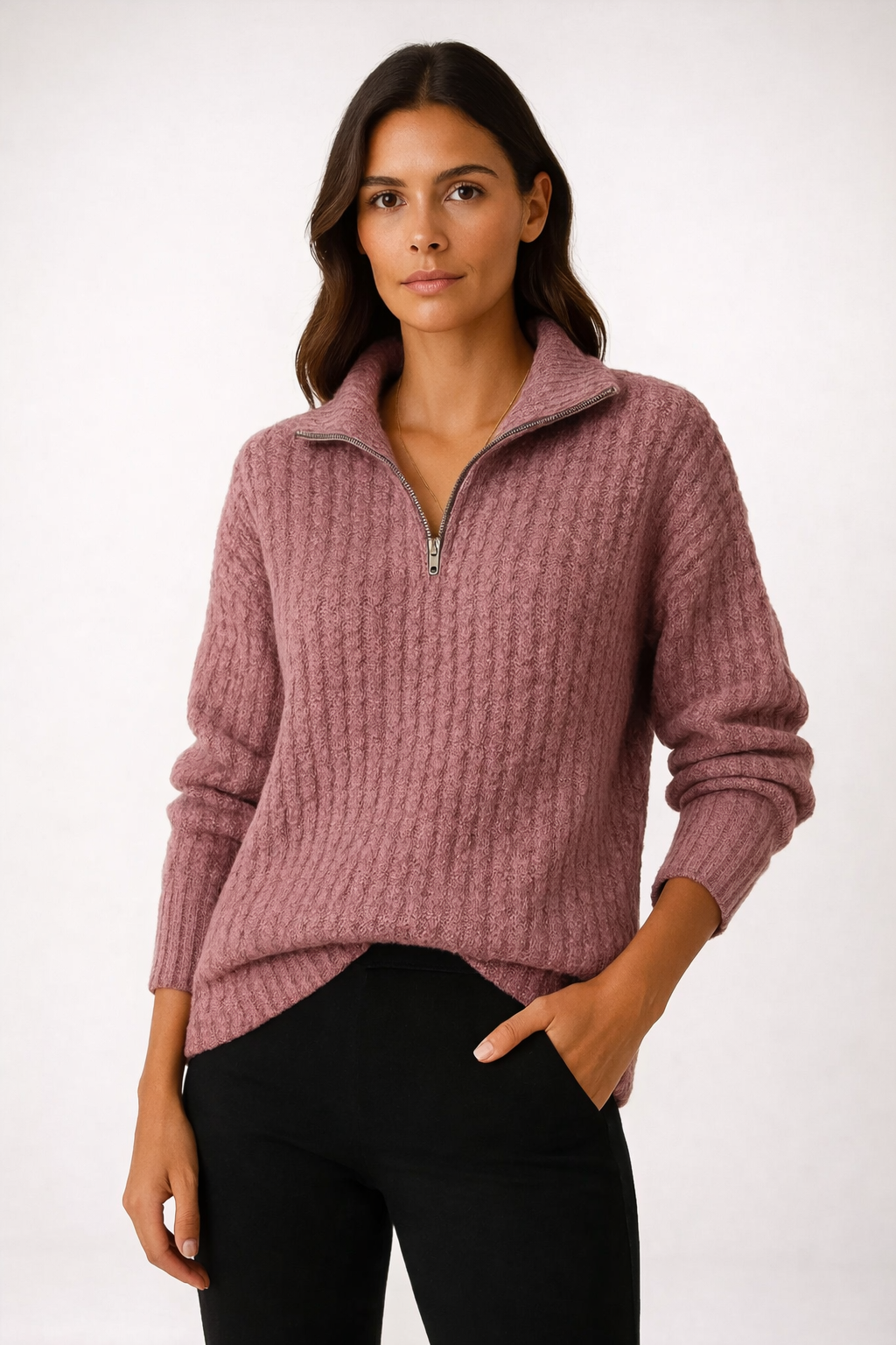 Damski Sweter Elena z Zamkiem 1/2 – Miękka Bluza Casual